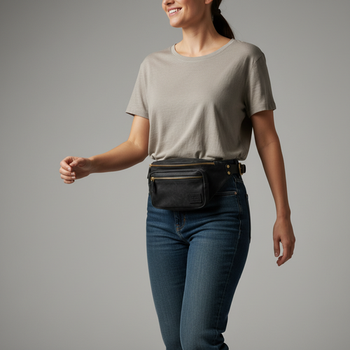 Handmade Black Women's Waist Bag