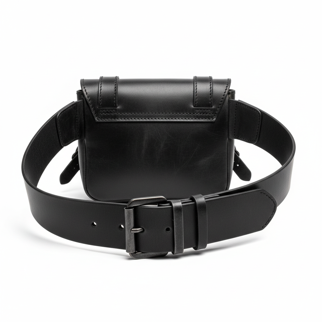 Black Handmade Men's Waist Bag – Everyday Carry Fanny Pack