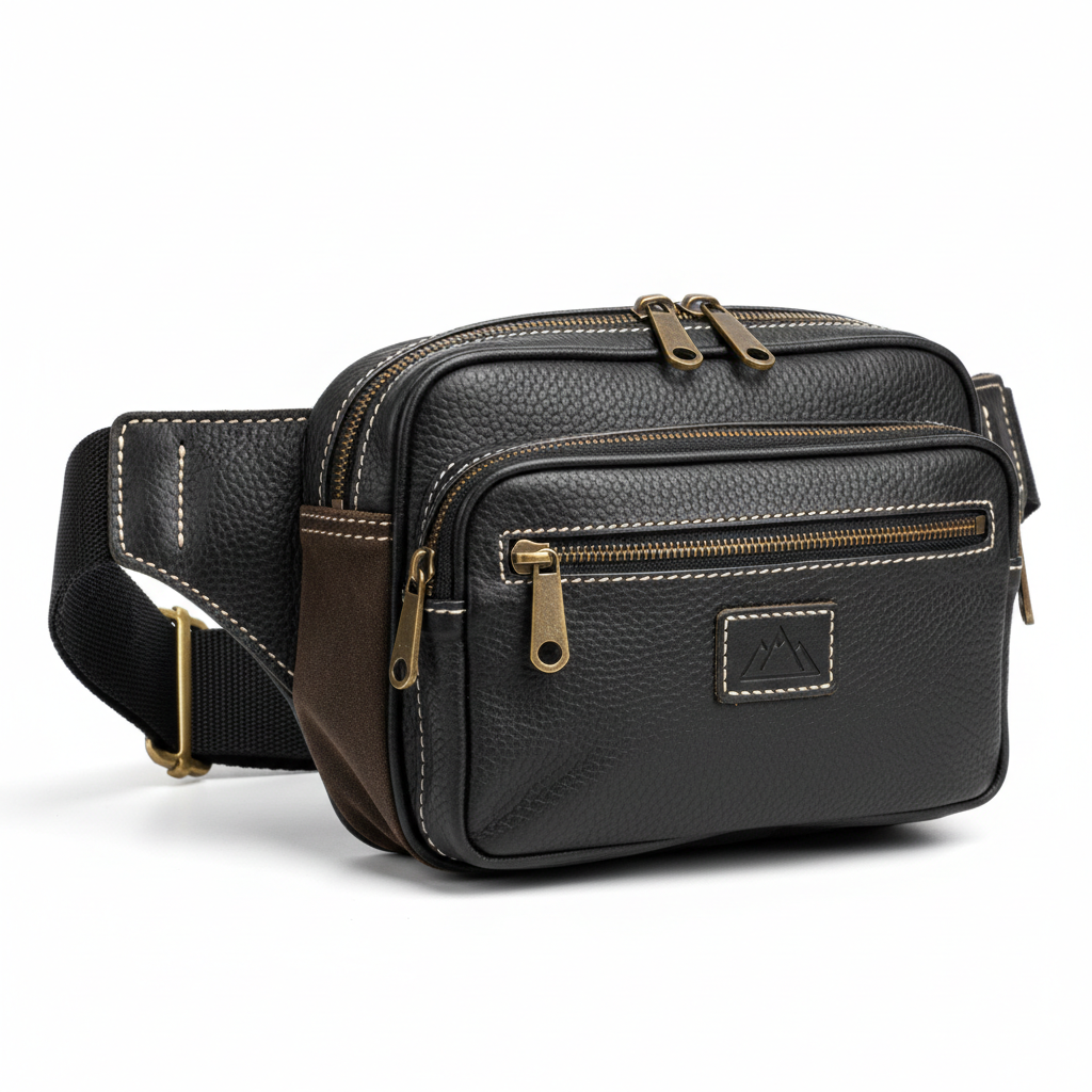 Black Handmade Men's Waist Bag – Everyday Carry Fanny Pack